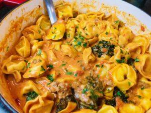 Creamy tortellini soup with Italian sausage and kale by Unstoppable Foodie. Soup recipe.